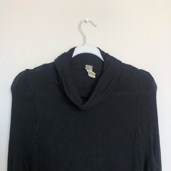 free people black waffle turtleneck - Picture 4 of 7